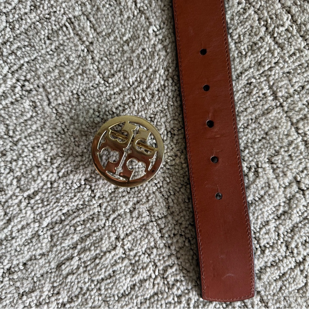Tory Burch Reversible Miller Belt with Gold Logo Buckle